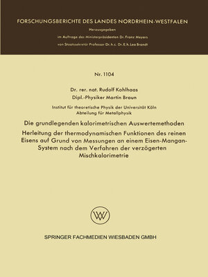 cover image of Die grundlegenden kalorimetrischen Auswertemethoden